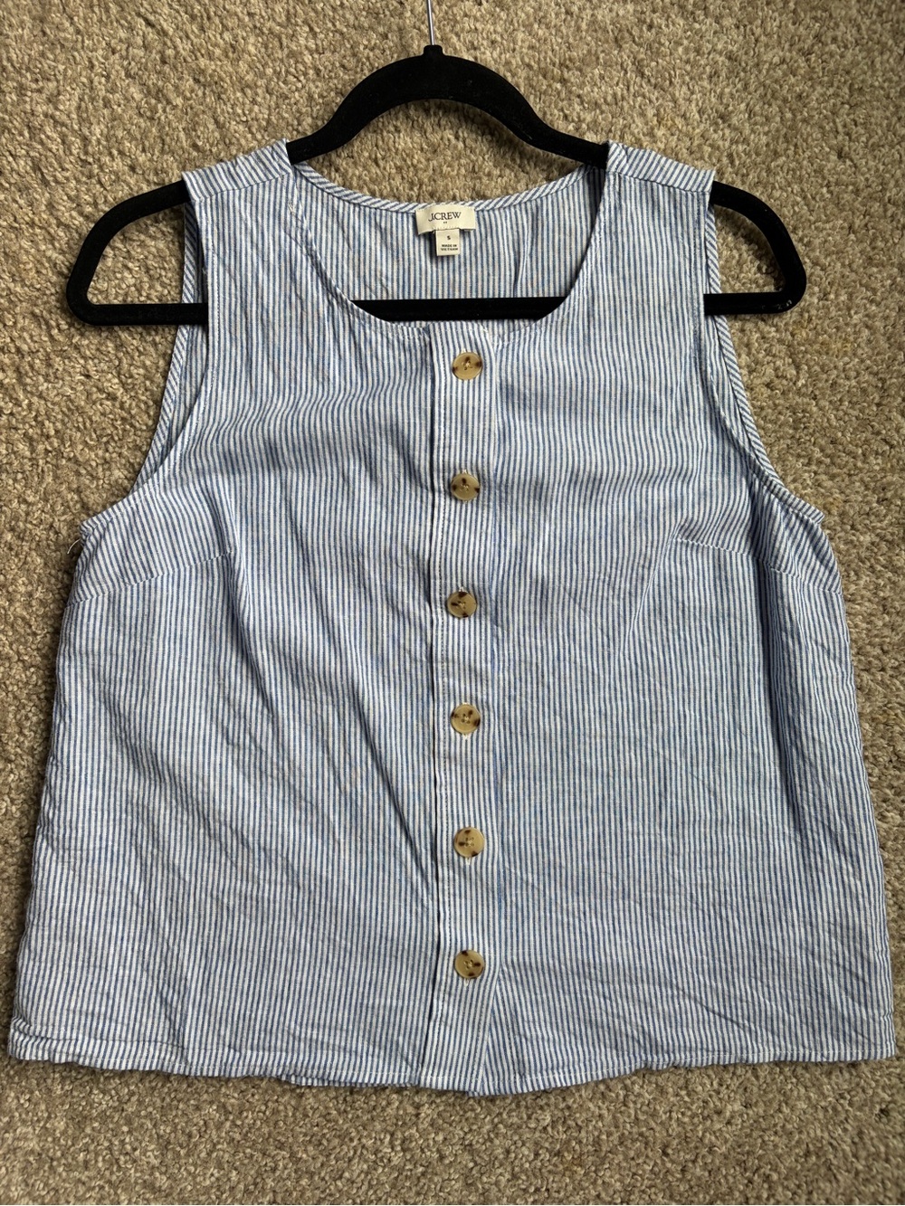 J. Crew Blue and White Striped Sleeveless Button-Down Camisole- never worn